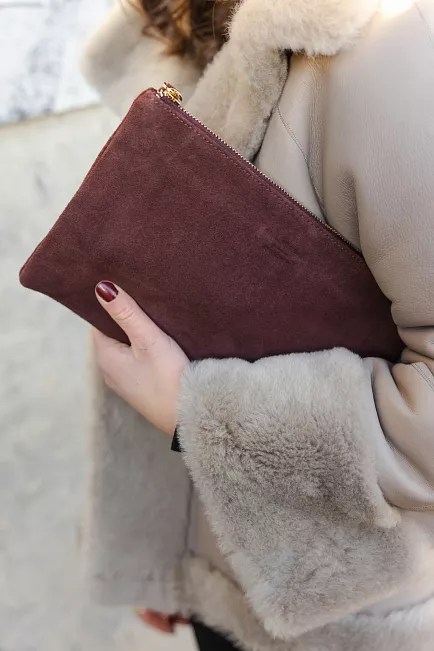 HiiL Studio x Jim Rickey HiiL Pouch Suede Burgundy clutch 2