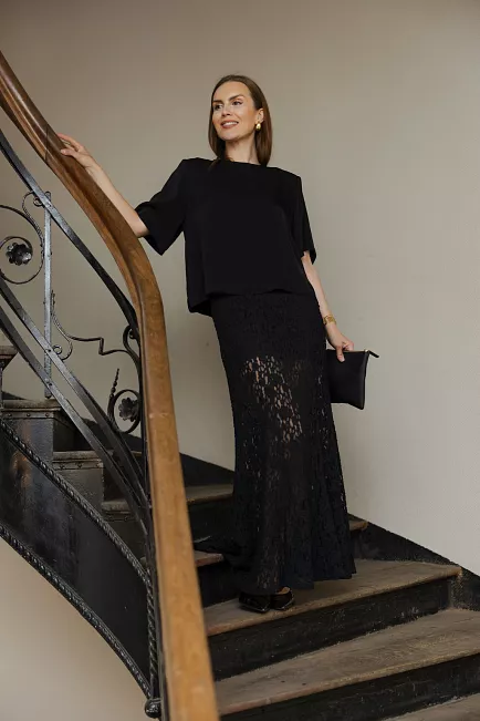 Twist&Tango Leonie Satin Tee Black t-skjorte topp 2