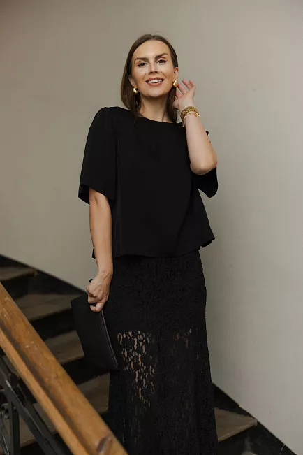 Twist&Tango Leonie Satin Tee Black t-skjorte topp