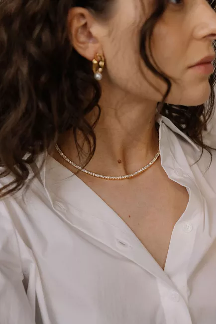 HiiL Studio Jewelry Tennis Necklace Gold smykke