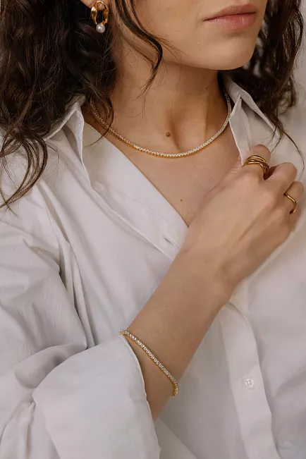HiiL Studio Jewelry Tennis Necklace Gold smykke 2