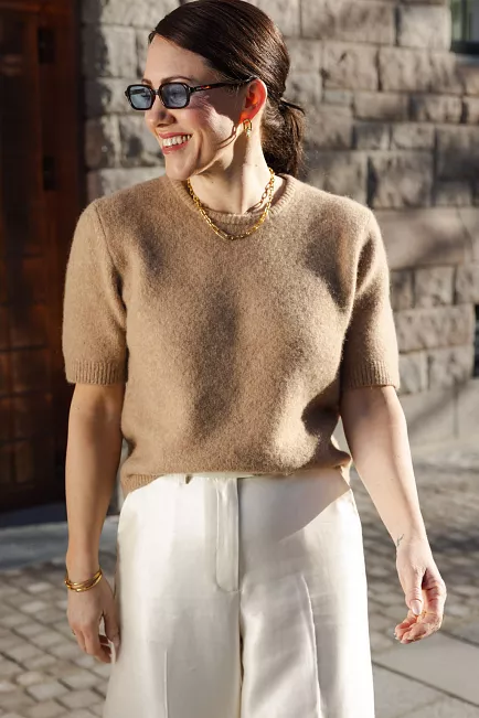 Carma collection Trine Knit Tee Nature strikket topp