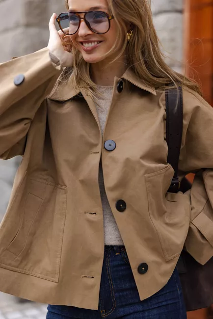 Lyon MW Os Short Jacket Sepia Tint Jakke Beige 2