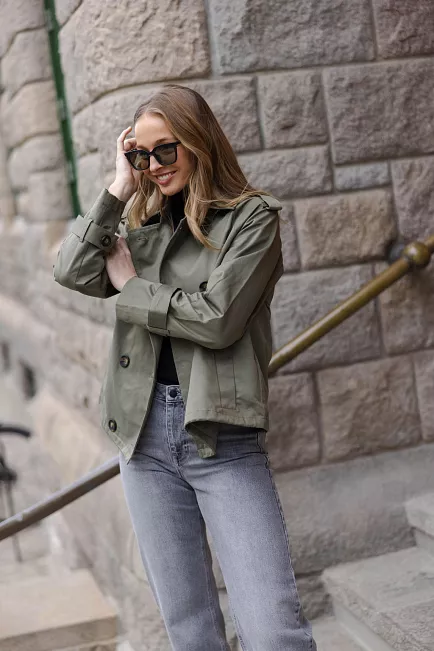 Mira MW Short Trenchcoat Dusty Olive jakke 2