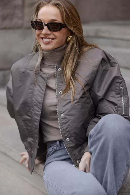 Helga MW Short Bomber Jacket Major Brown jakke brun 2