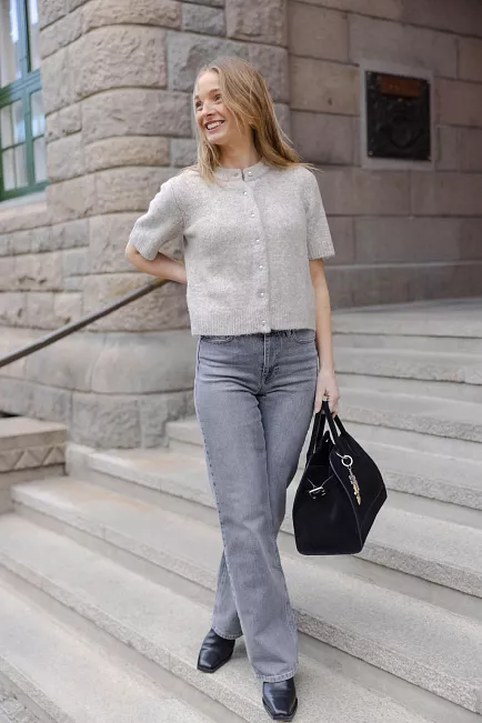 My Essential Wardrobe Ellie MW Knit Cardigan SS Feather Gray Melange cardigan