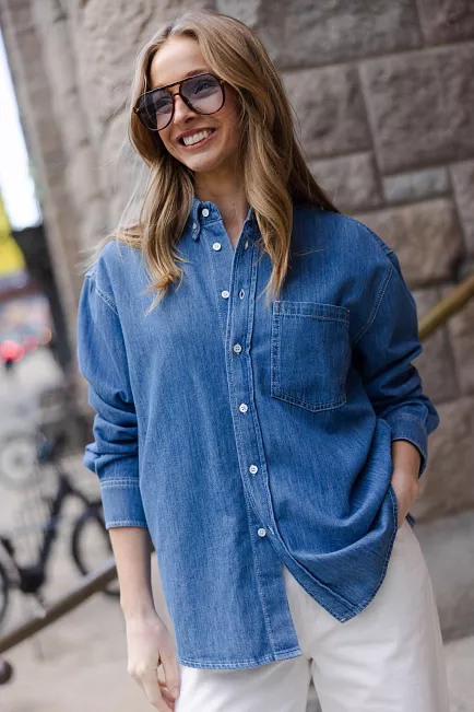 Jeanerica Alice Shirt Mid Blue denimskjorte 3