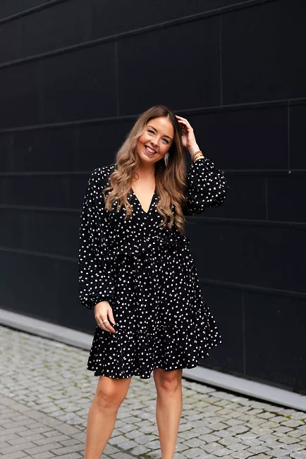 Carma Collection Elisabeth Dress Black White Flowers kjole 11