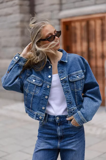 Replay Relaxed Fit Jacket Medium Blue denimjakke