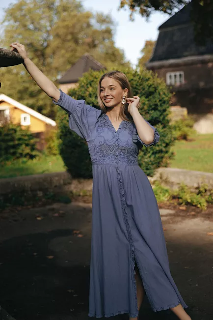 byTiMo Linen Button-Down Dress French Blue kjole 2