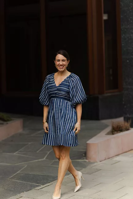 byTiMo Cupro Mini Dress Blue Stripe minikjole 6