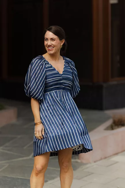 byTiMo Cupro Mini Dress Blue Stripe minikjole 7
