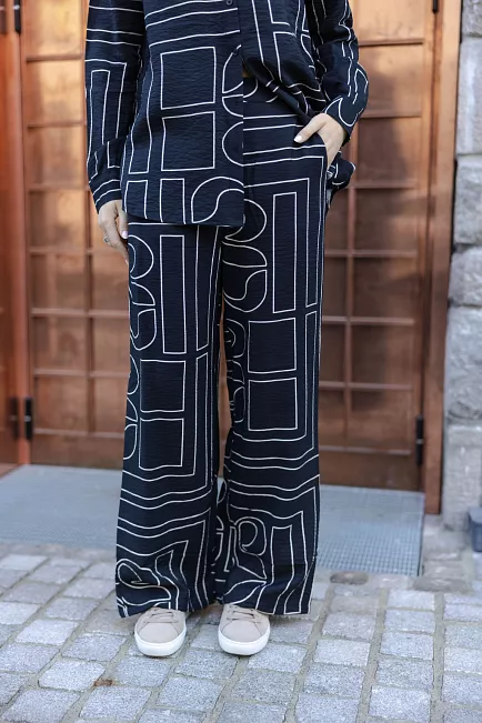 My Essential Wardrobe Kelly MW Pant Aop Black bukse 6