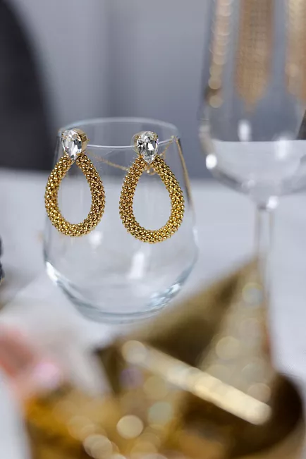 Caroline Svedbom Classic Rope Earrings Gold Crystal 2