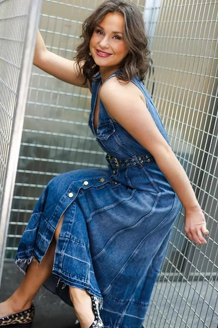 ganni light denim belt midi dress kjole jeans 1 denimkjole