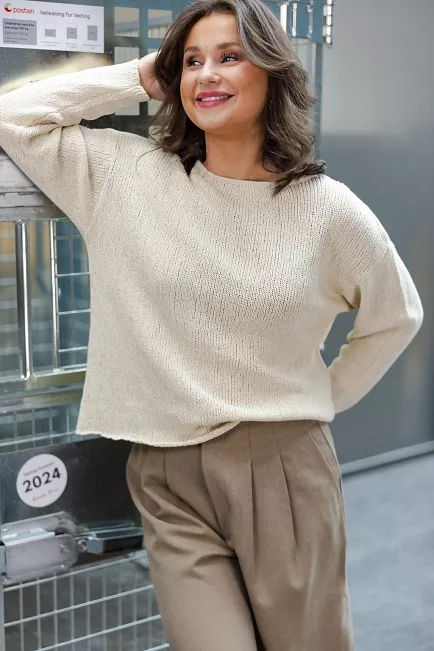 my essential wardrobe diva mw boxy knit blouse almond genser