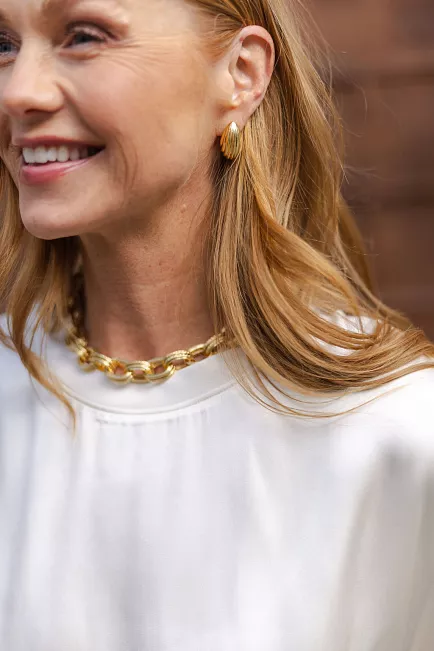 Anine Bing Small Ribbed Drop Earrings Gold øredobber 3