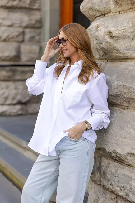 Dagmar Asymmetric Shirt White skjorte 2