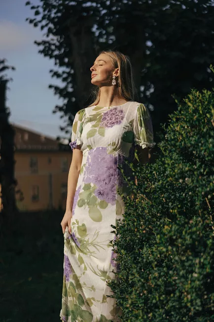 byTiMo Dotted Georgette Maxi Dress Purple Flower maxikjole 2