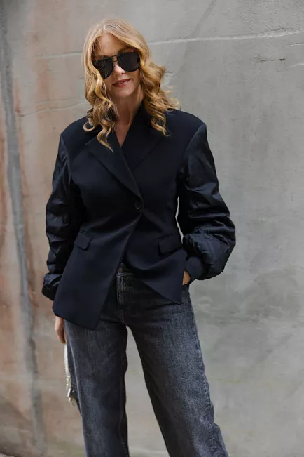 ganni bonded crepe mix jacket sort 1 jakke