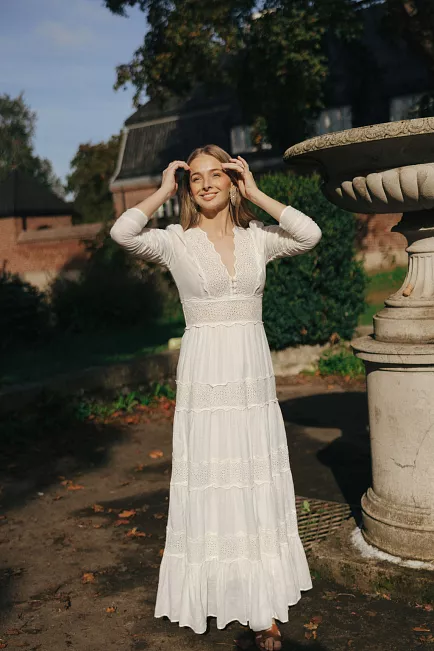 byTiMo Cotton Slub Maxi Dress White maxikjole