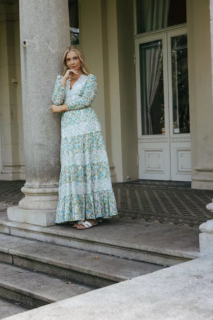 byTiMo Cotton Slub Maxi Dress Anemone Field maxikjole 2