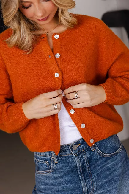 American Vintage Vitow Cardigan Brick Melange 2