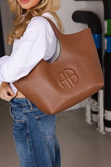 Anine Bing Medium Lili Tote Cognac Pebbled veske 2
