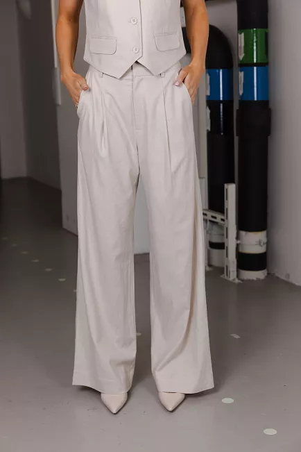 Gestuz Elarah GZ Linen HW Pants Ancient Scroll linbukse 2