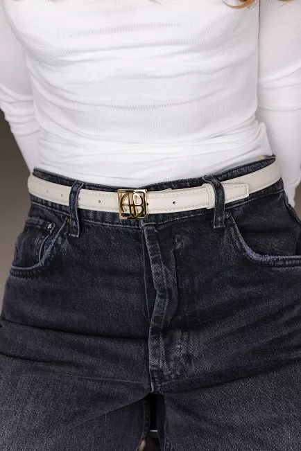 Anine Bing Monogram Belt Bone And Gold belte