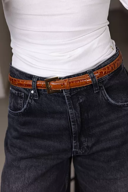Anine Bing Nicola Belt Embossed Brown belte 2