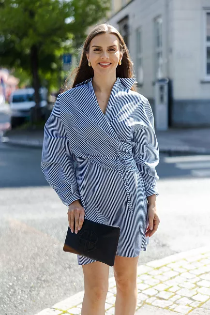 Carma Collection Mathilde Shirt Dress Blue Striped kjole 2