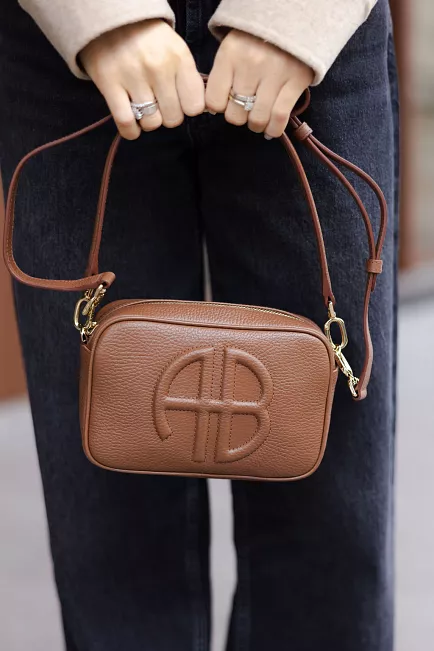 Anine Bing Lili Bag Cognac Pebbled skulderveske 9