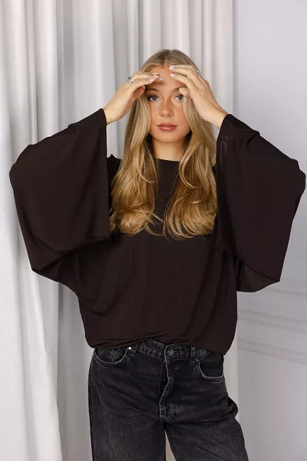 Dagmar Jersey Kimono Top Chocolate Brown topp 2