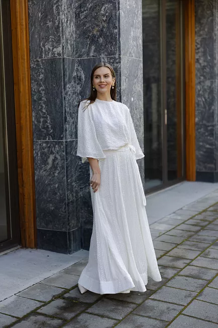 Confettibird Extraordinary Long Sequin Skirt Offwhite skjørt 2