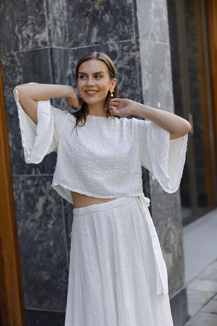 Confettibird Extraordinary Sequin Jacket Top Offwhite 