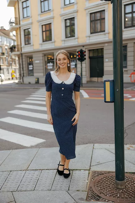pia tjelta hope dots dress kjole blå 1