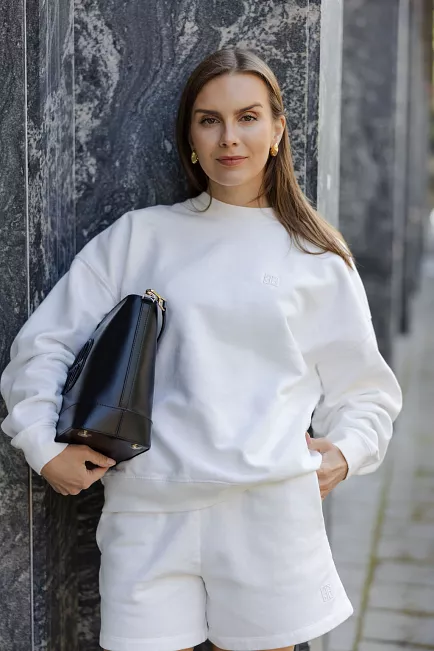 Anine Bing Miles Sweatshirt Framed Monogram Off White collegegenser 