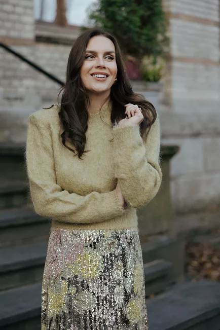 byTiMo Knit Top Dusty Green genser