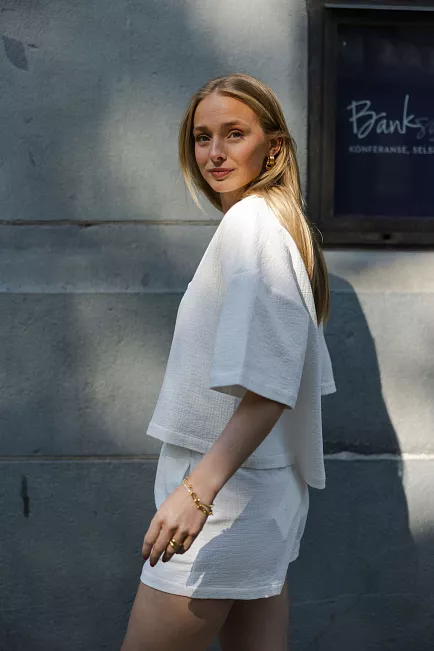 Arnie Says Delos Quilted Cotton Shirt White skjorte 2