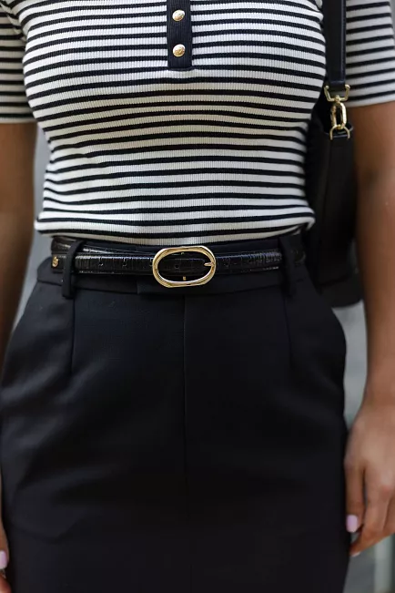 Anine Bing Mara Belt Black Embossed 4
