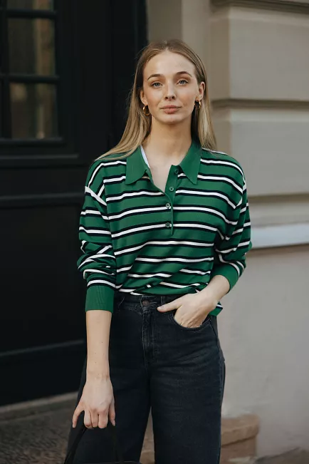 Pia Tjelta ros sweater genser striper 1