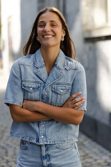 Ganni Soft Rigid Denim Light Blue Shirt skjorte