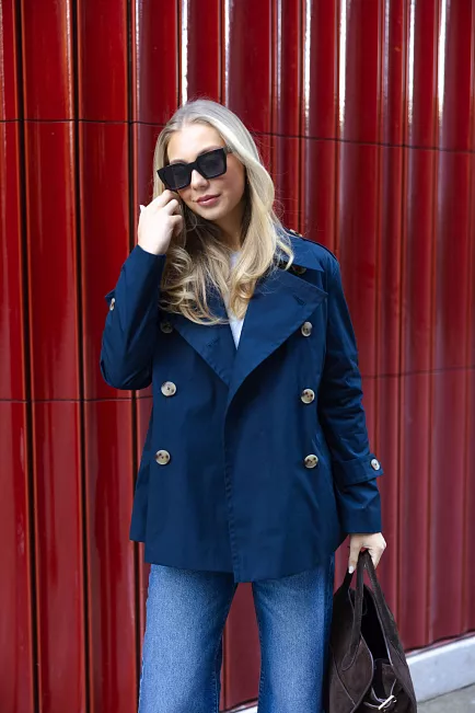 Sand Cine Short Trench Dark Navy jakke 2