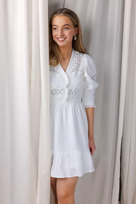 byTiMo Linen Mini Dress Off White minikjole linkjole 2