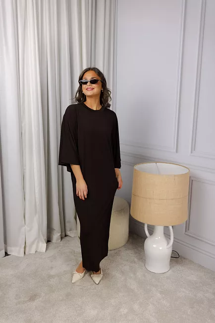 Dagmar Jersey Kimono Dress Chocolate Brown kjole 