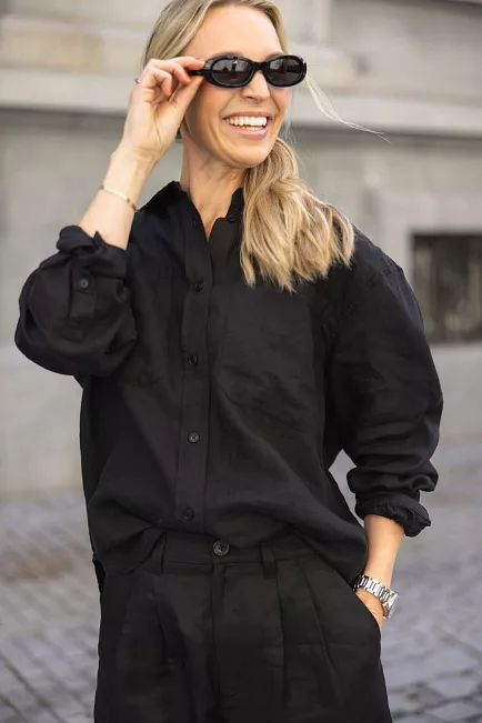 Anine Bing Dante Shirt Black linskjorte