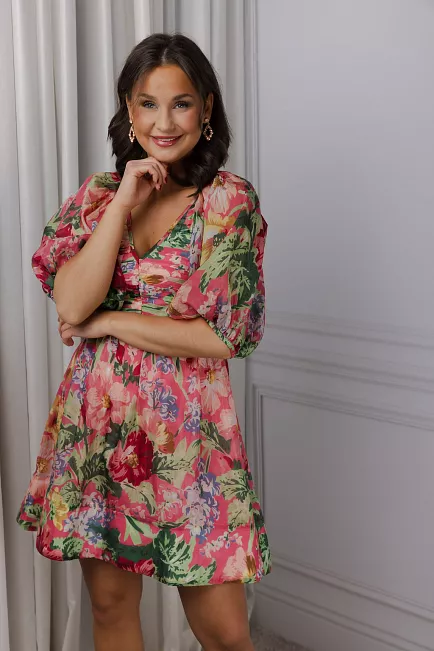 byTiMo Cupro Mini Dress Pink Blossoms minikjole 6