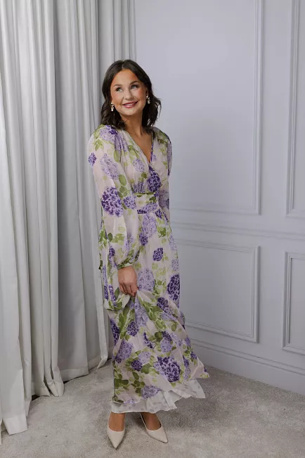 byTiMo Cupro Tieband Gown Purple Flow maxikjole