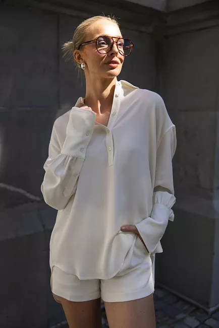 Anine Bing Lake Pullover Shirt Ivory skjorte